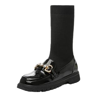 女童长筒靴子2025秋冬季大童加绒高筒靴洋气短靴女孩弹力公主袜靴