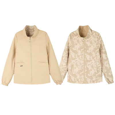 啄木鸟短款立领中年妈妈夹克