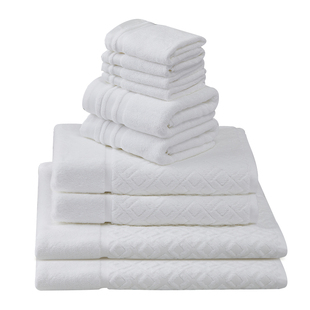 瑞吉 五星级酒店 卫浴毛巾浴巾家用全棉面巾方巾吸水加厚白色组合