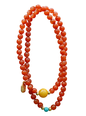 南红玛瑙手串五行补火双圈手链