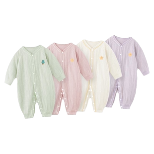 婴儿连体衣新生儿衣服纯棉春秋新款套装打底宝宝早春装哈衣爬爬服
