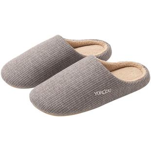 远港男式软底透气静音拖鞋秋冬季室内家居家木地板防滑布艺拖鞋女