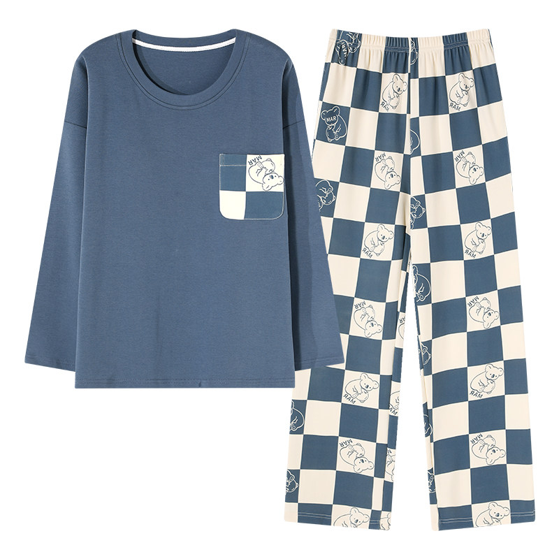 睡衣女春秋季棉质长袖韩女装大码薄款外穿两件套装家居服夏学生冬