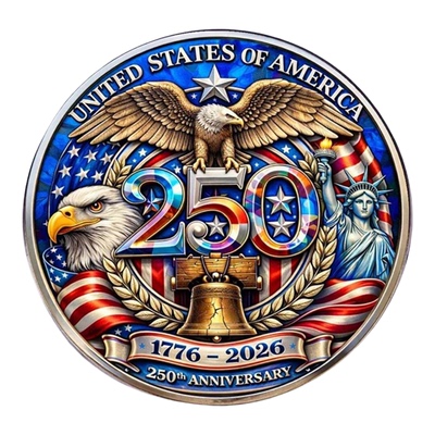 美国250周年纪念玻璃不锈钢胸针