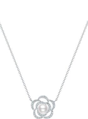 周六福项链女玫瑰花链坠S925银高级感轻奢小众送女友节日礼物