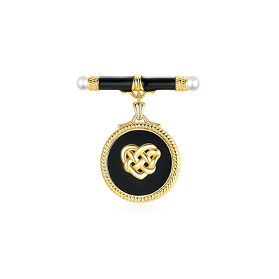MissQueeny复古黑玛瑙胸针