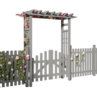 防腐木户外庭院拱门花架院子花园木栅栏拱形门带门月季爬藤葡萄架