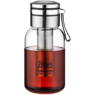 Bincoo玻璃咖啡冷萃壶不锈钢滤网冷萃杯冷泡杯冷萃瓶水果冷泡茶壶