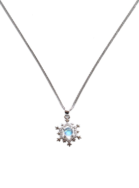 雪花天然月光石日韩简约森系项链