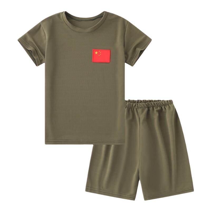 儿童短袖迷彩服T恤套装夏季速干体能服男女童夏令营军训t恤半袖装