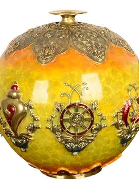 彩黄铜吉祥八宝桌面装饰摆件居