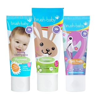 【自营】brushbaby百刷宝贝儿童含氟换牙齿分龄牙膏防蛀水果味
