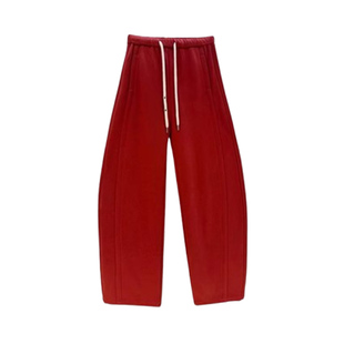 熙薇SIVI卫裤女加绒加厚抽绳潮牌冬季运动灰色束脚休闲阔腿弯刀裤