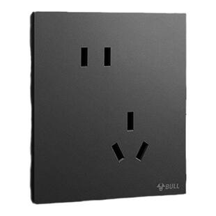 公牛开关插座面板官方旗舰店正品家用五孔墙壁黑色超薄g57墨云灰