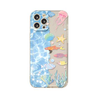 benefit夏日蓝色海洋小鱼17适用于iphone16promax苹果15PRO手机壳13新款14套12创意11透明xsmax硅胶xr防摔8p