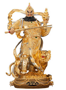 黄铜鎏金家用店铺大五路财神摆件