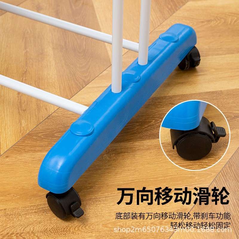 落地式毛巾架折叠移动三层晒衣晾衣架伸缩置物架移动多功能架阳台