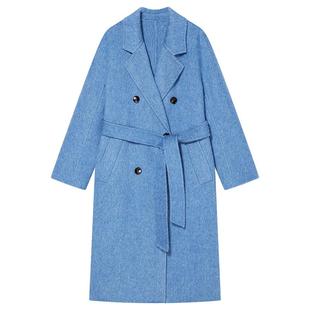 【桑蚕丝+兔毛】Goodland美地女装冬季时尚双面毛呢大衣羊毛外套