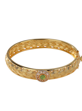 山予棠S925纯银镀金和田玉碧玉简约轻奢吉祥编织手镯气质百搭手环