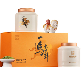 西湖工夫明前龙井茶特级绿茶叶礼盒装送礼长辈领导年货礼物赠茶宠