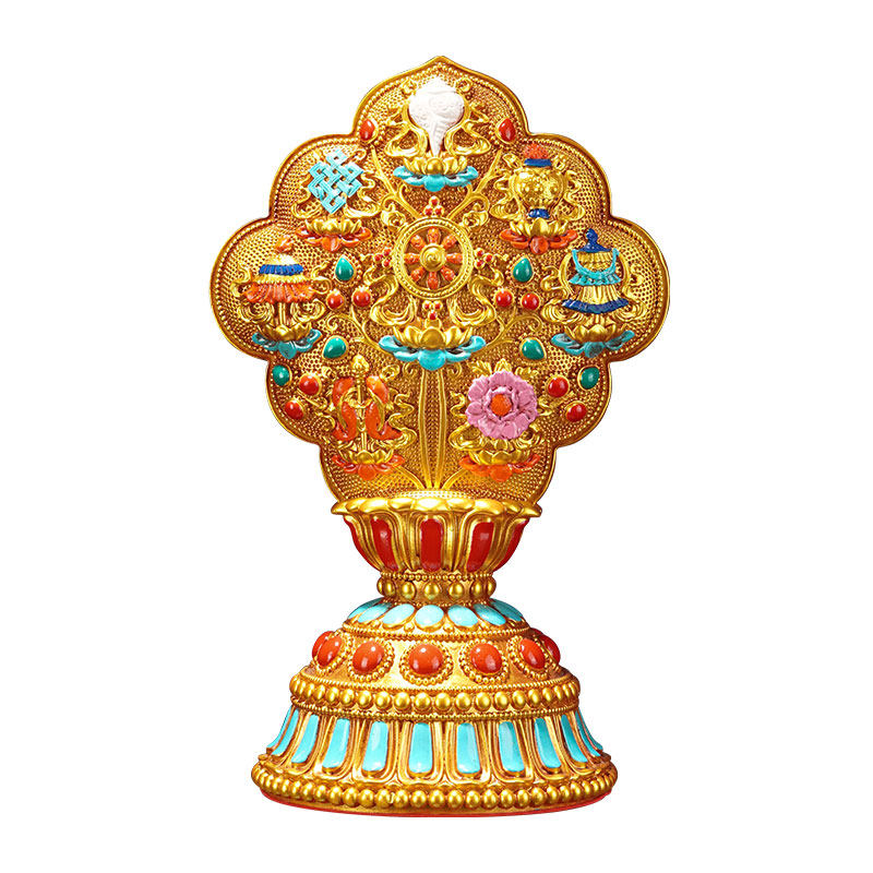 彩绘八吉祥树脂摆件一套