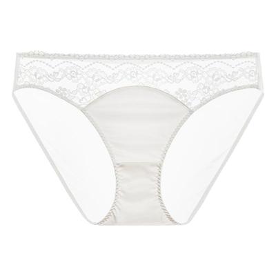 弗利少女蕾丝缎面拼接内裤