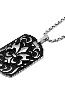 欧美克罗星童军花钛钢吊坠项链