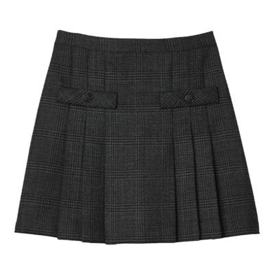 SANDRO女装复古格纹A字半身裙