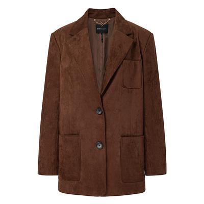 BCBG女装简约通勤百搭复古美拉德绒感宽松西装外套宽松休闲西服