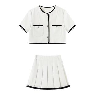 女童洋气套装2026夏装新款儿童短袖衬衫百褶裙时髦两件套宝宝套裙