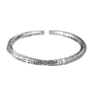 大善堂新款纯银手镯莫比乌斯环男士足银镯子实心复古女款情侣礼物