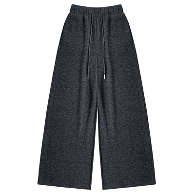 寻笙记百搭高腰灰加绒阔腿糯米裤