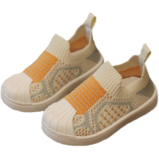 春秋宝宝学步鞋女童2软底透气防掉运动鞋1-3岁男童针织网面板鞋