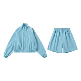 美好商店MeihaoStore蓝灰色good刺绣运动套装宽松外套夹克短裤