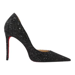 法式侧空红底高跟鞋女胖脚宽御姐风气质12cm水晶单鞋真皮大码女鞋