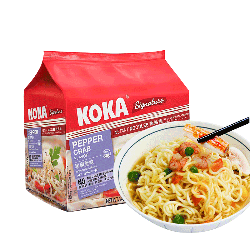 新加坡进口食品KOKA可口多口味快熟面5连包 方便面快熟泡面425g