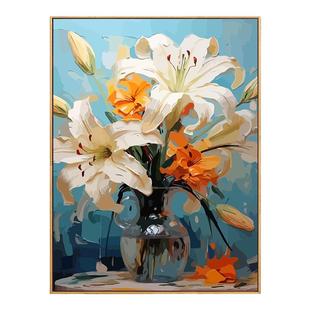 数字油画diy油彩丙烯手绘画画填色填充手工装饰解闷成人百合花卉