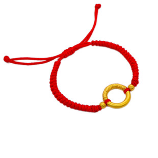 红绳编织平安扣手绳本命年仿黄金逢考必过镀金紧箍咒沙金手链首饰