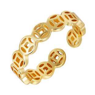 999纯银时来转运戒指男女素圈铜钱食指戒古风2025新款个性手饰品