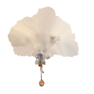 氛围感~超仙羽毛琉璃抓流苏边夹女唯美新娘拍照配饰演出高级发卡