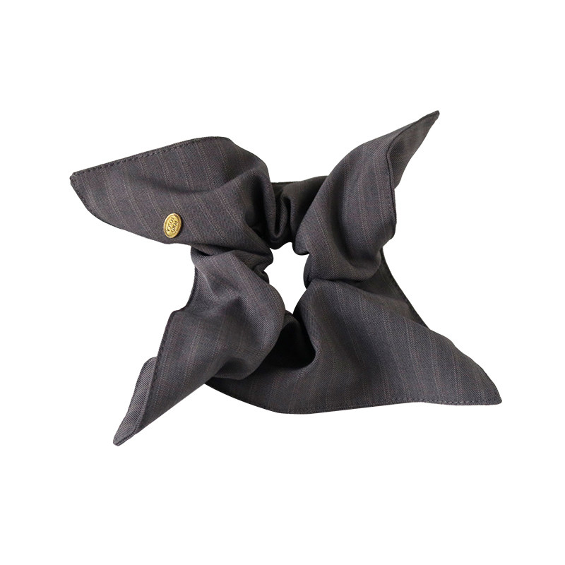 韩国西装面料方巾发圈女条纹金标慵懒风头绳大肠圈简约低马尾发绳