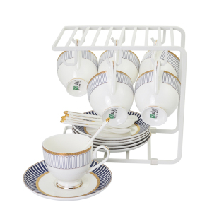 6套骨瓷咖啡杯碟套装家用陶瓷咖啡具成套茶杯喝咖啡套具送架送勺