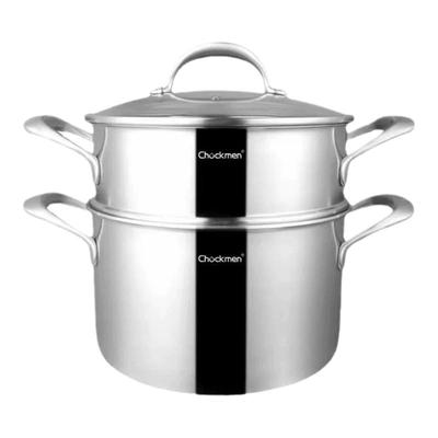 双耳18/10不锈钢蒸锅加厚复合钢