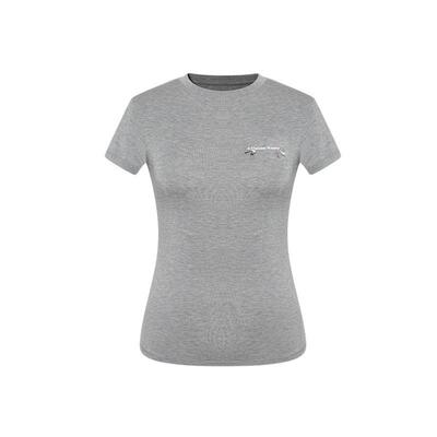 Maison Wester2025年夏季新款灰色圆领休闲小标蝴蝶结短袖T恤上衣