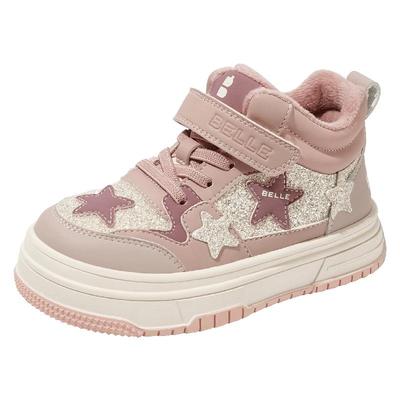 百丽童鞋冬季女童高帮板鞋