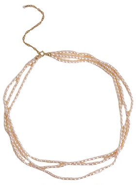 三层天然小米粒米形淡水珍珠choker锁骨链女法式气质复古多层项链