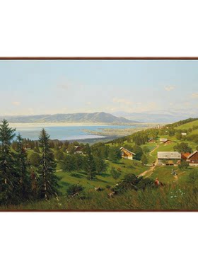 霍德勒-博登湖版画客厅装饰画