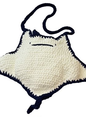 【成品】手工DIY编织魔鬼鱼斜挎包包钩针自制冰条线小众可爱礼物