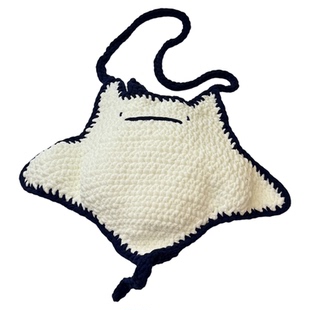 【成品】手工DIY编织魔鬼鱼斜挎包包钩针自制冰条线小众可爱礼物