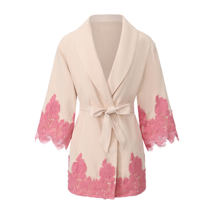 「LA」Velvet Rose·斐丽浪漫 | 轻奢刺绣蕾丝V领长袖睡袍家居服